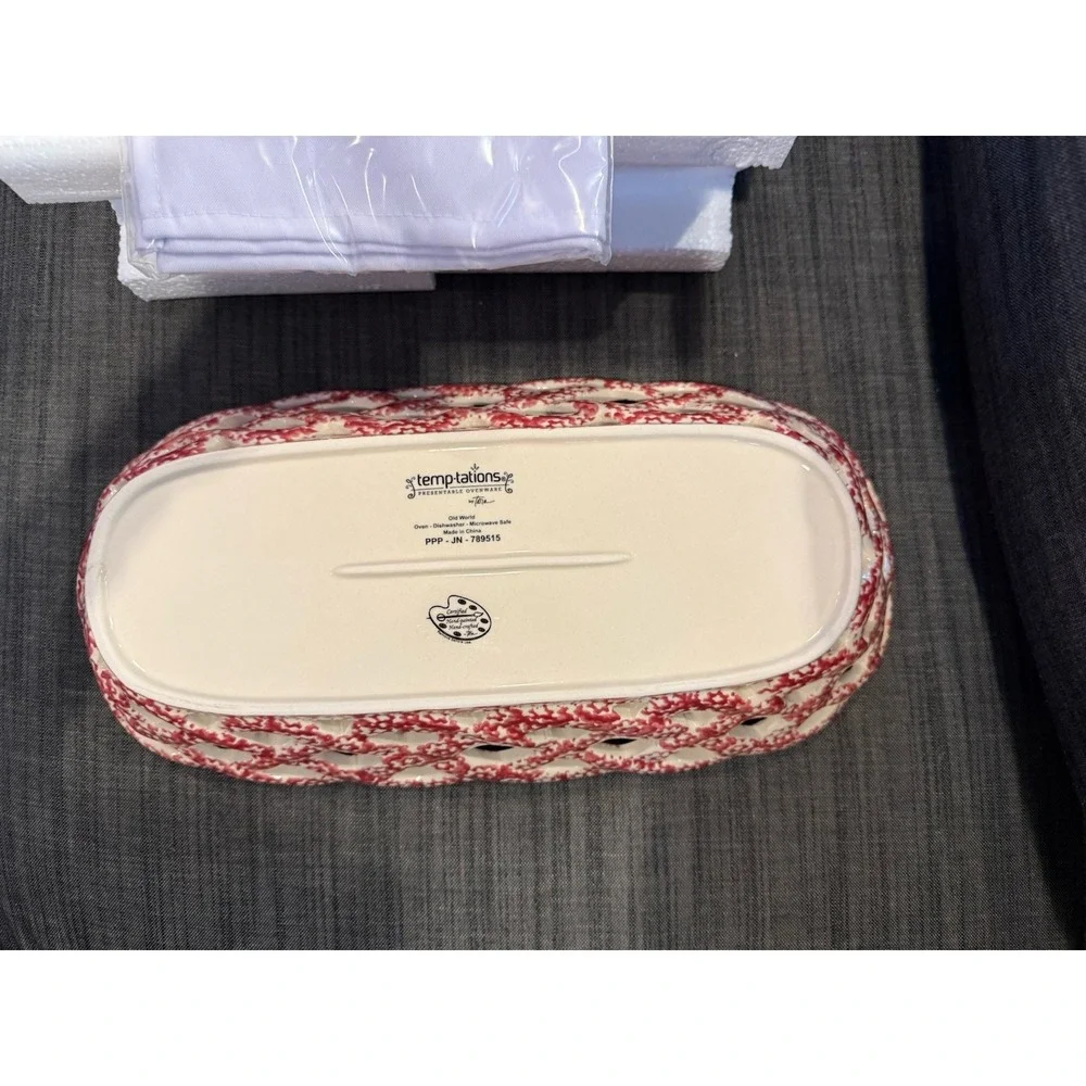 Temptations Ovenware By Tara Old World Orange Bread Basket Lattice Hand Painted